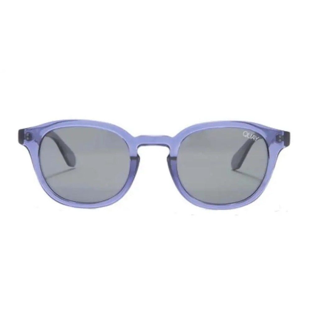 Quay Australia Walk On Sunglasses Round Blue Frame Smoke Lens Pouch + Wipe NWT - Picture 5 of 12
